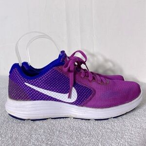 Nike Revolution 3 Purple Blue Lace Up Trainers Sneakers Runners 8
